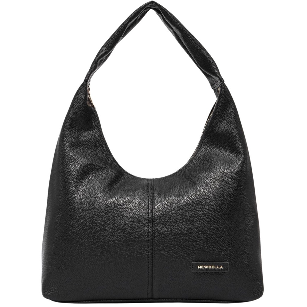 NEWBELLA Black Vegan Leather Minimalist Hobo Shoulder Tote Bag NWT